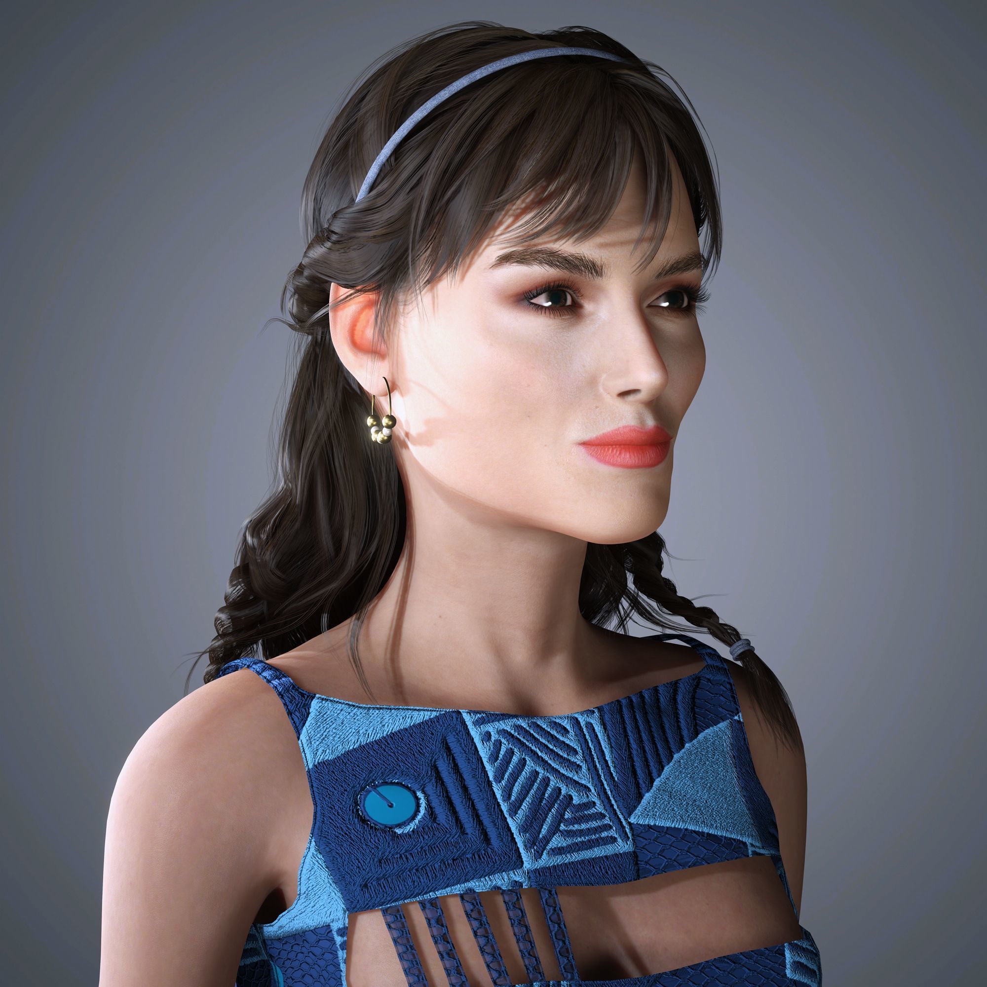 Keira Knightley Character 3D Model Low-poly Low-poly 3D model_5