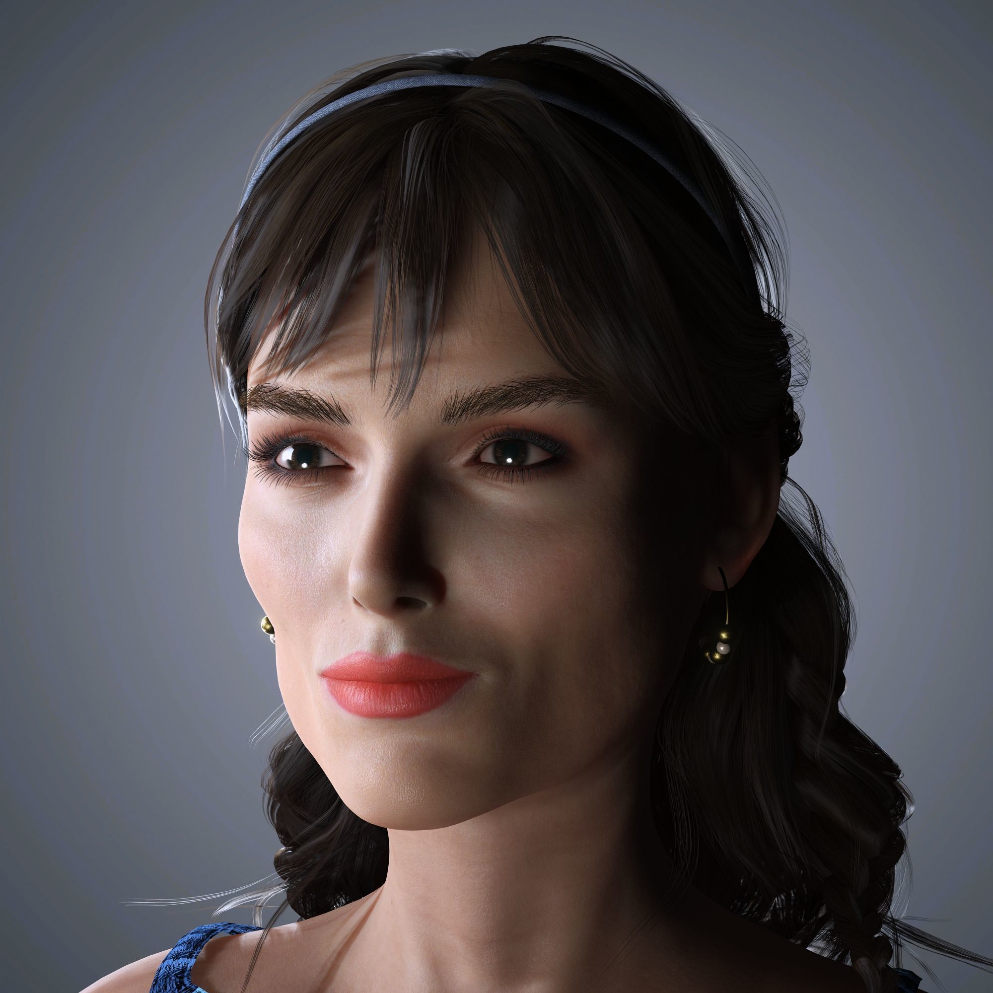 Keira Knightley Character 3D Model Low-poly Low-poly 3D model_2