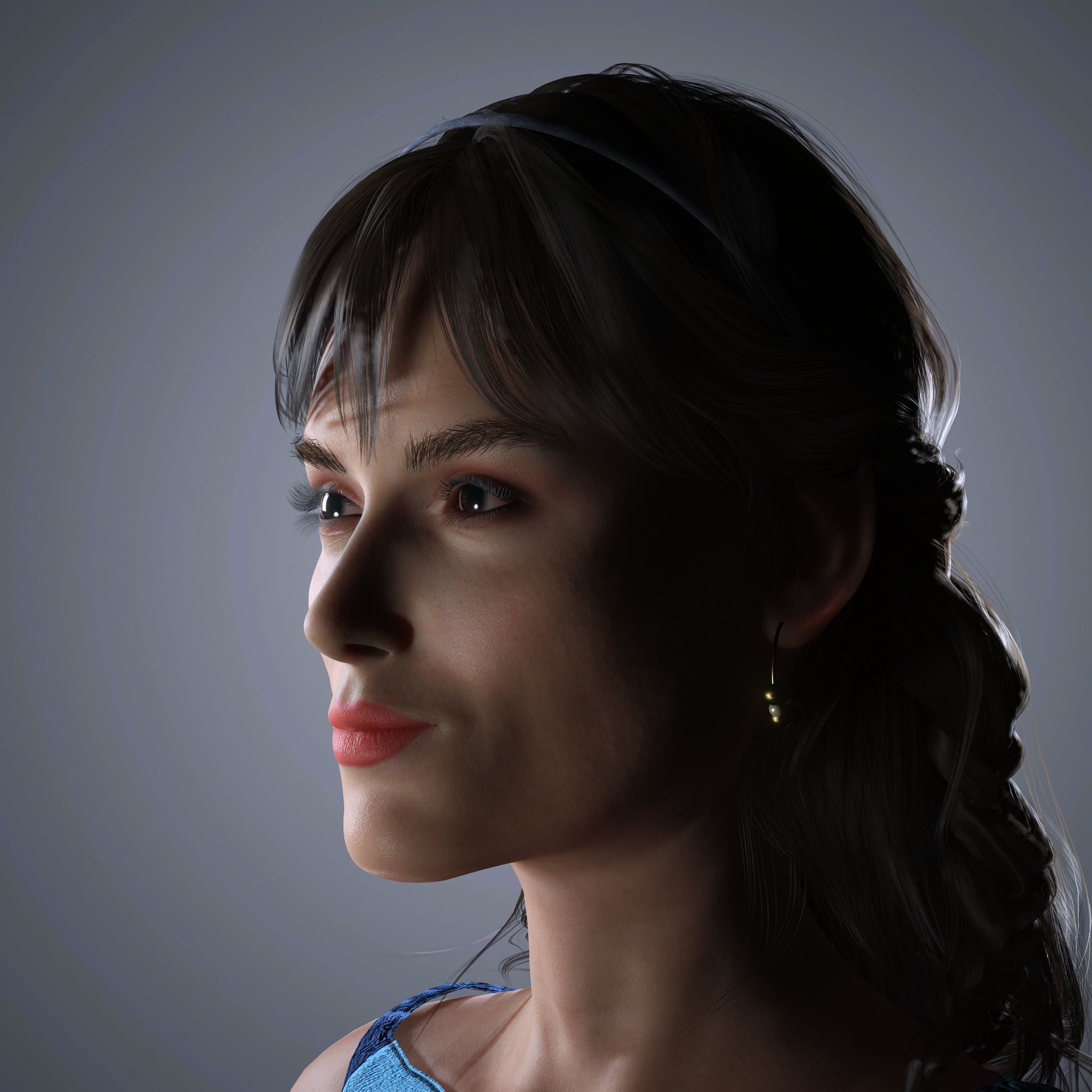 Keira Knightley Character 3D Model Low-poly Low-poly 3D model_3