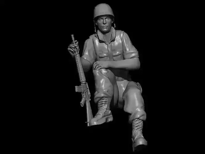 SOLDADO DESCANSANDO CON M16 3D print model