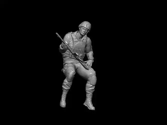 SOLDADO MODERNO RUSO SENTADO CON RIFLE EN EL MUSLO 3D print model