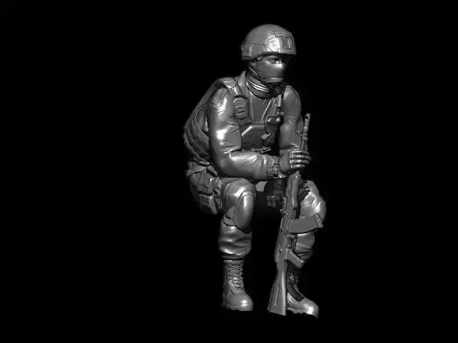 SOLDADO RUSO SENTADO CON ARMA 3D print model