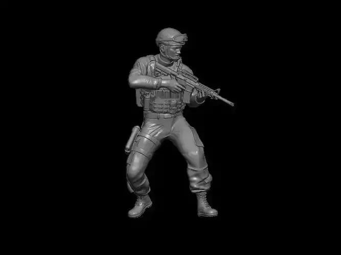 SOLDADO AMERICANO EN POSE CON RIFLE 3D print model