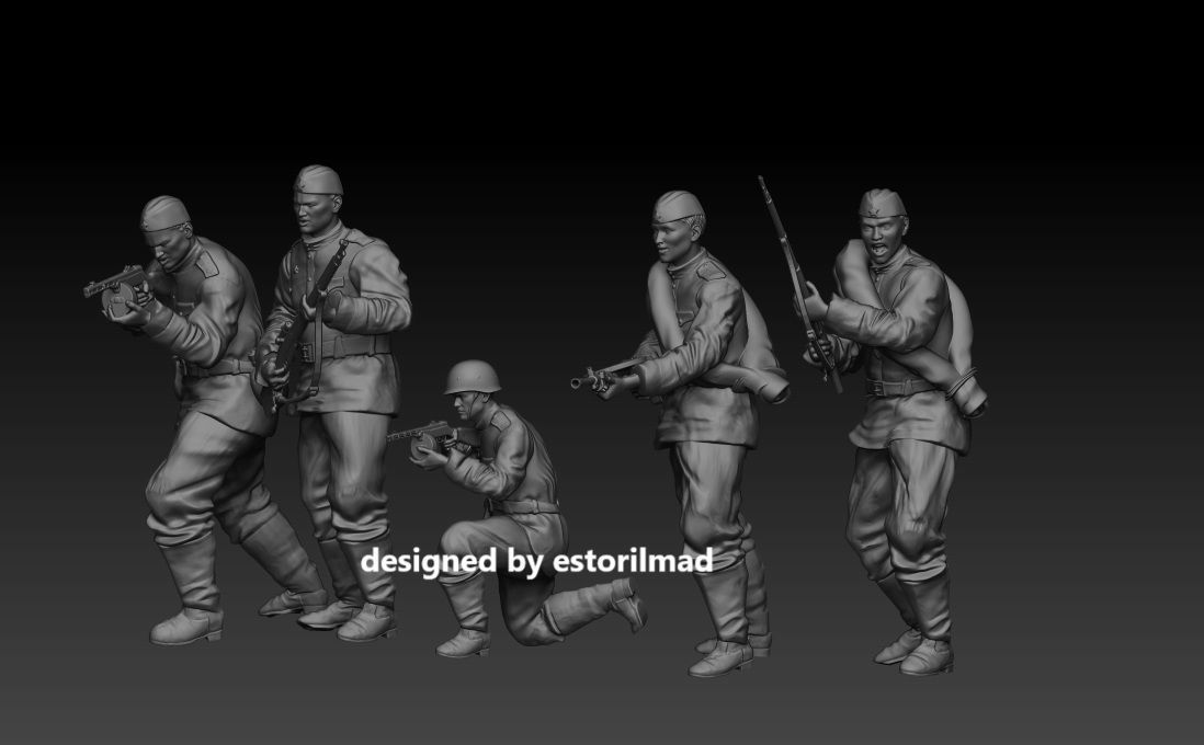 WW2 PACK 5 SOLDADOS INFANTERIA RUSOS STALINGRADO 3D print model_1