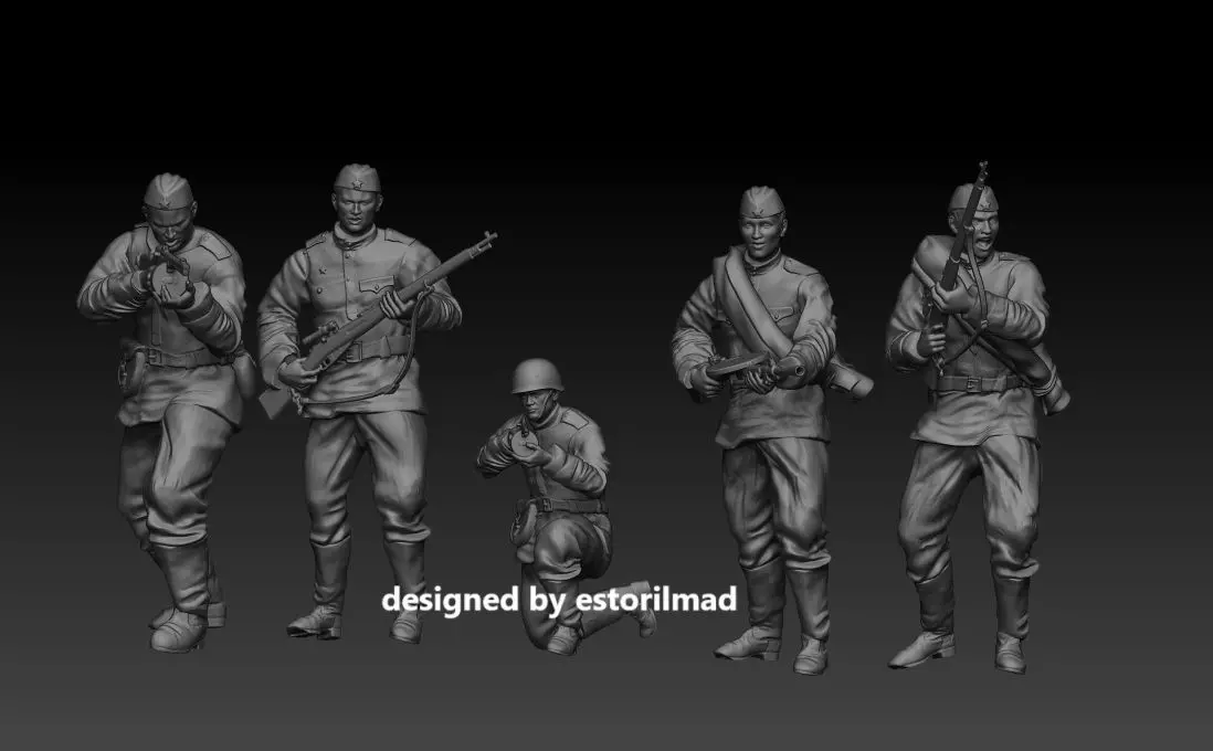 WW2 PACK 5 SOLDADOS INFANTERIA RUSOS STALINGRADO 3D print model_0