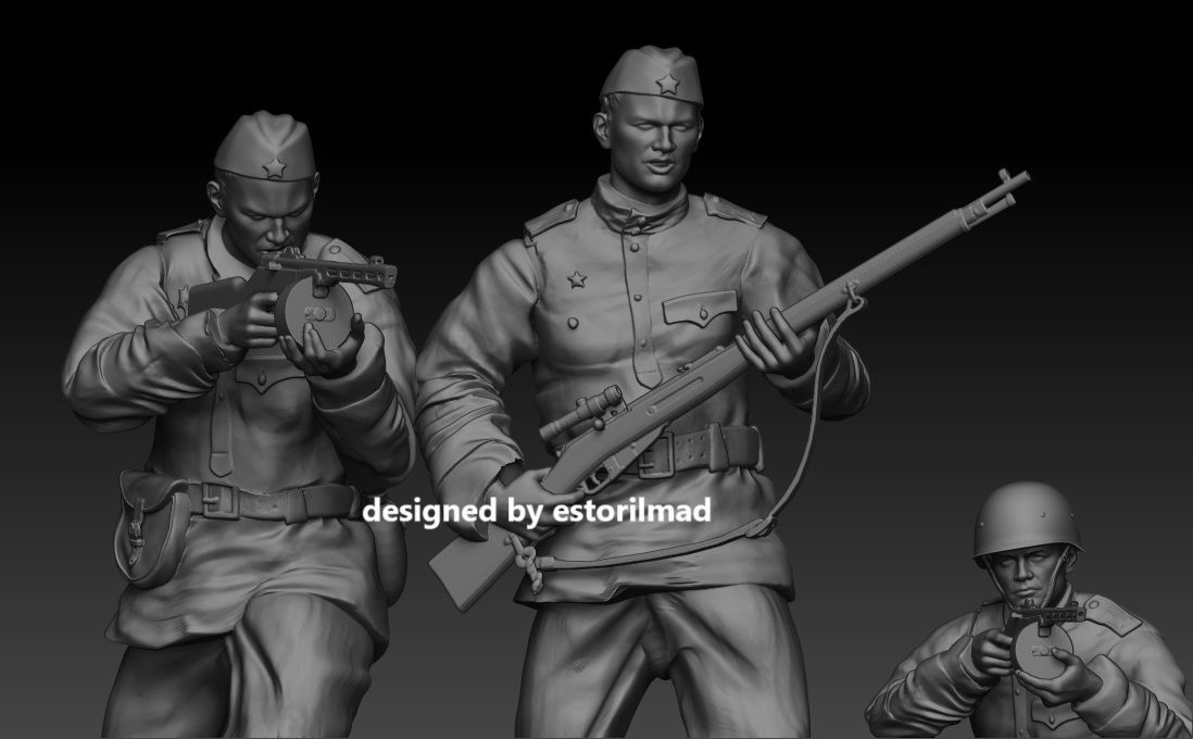 WW2 PACK 5 SOLDADOS INFANTERIA RUSOS STALINGRADO 3D print model_4
