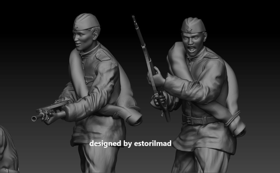 WW2 PACK 5 SOLDADOS INFANTERIA RUSOS STALINGRADO 3D print model_3