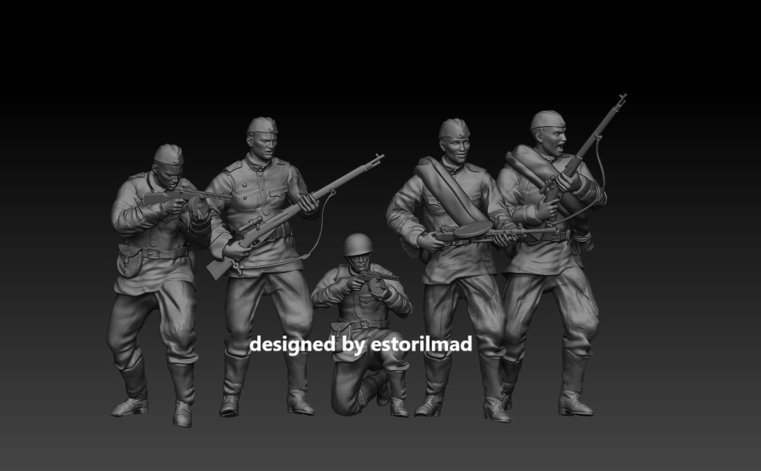WW2 PACK 5 SOLDADOS INFANTERIA RUSOS STALINGRADO 3D print model_2