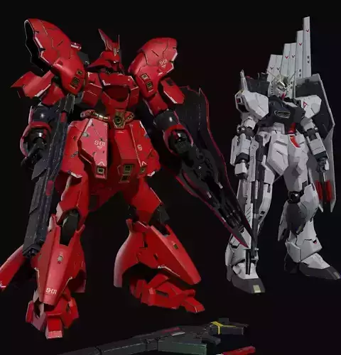Nu gundam and Sazabi collection Blender version 