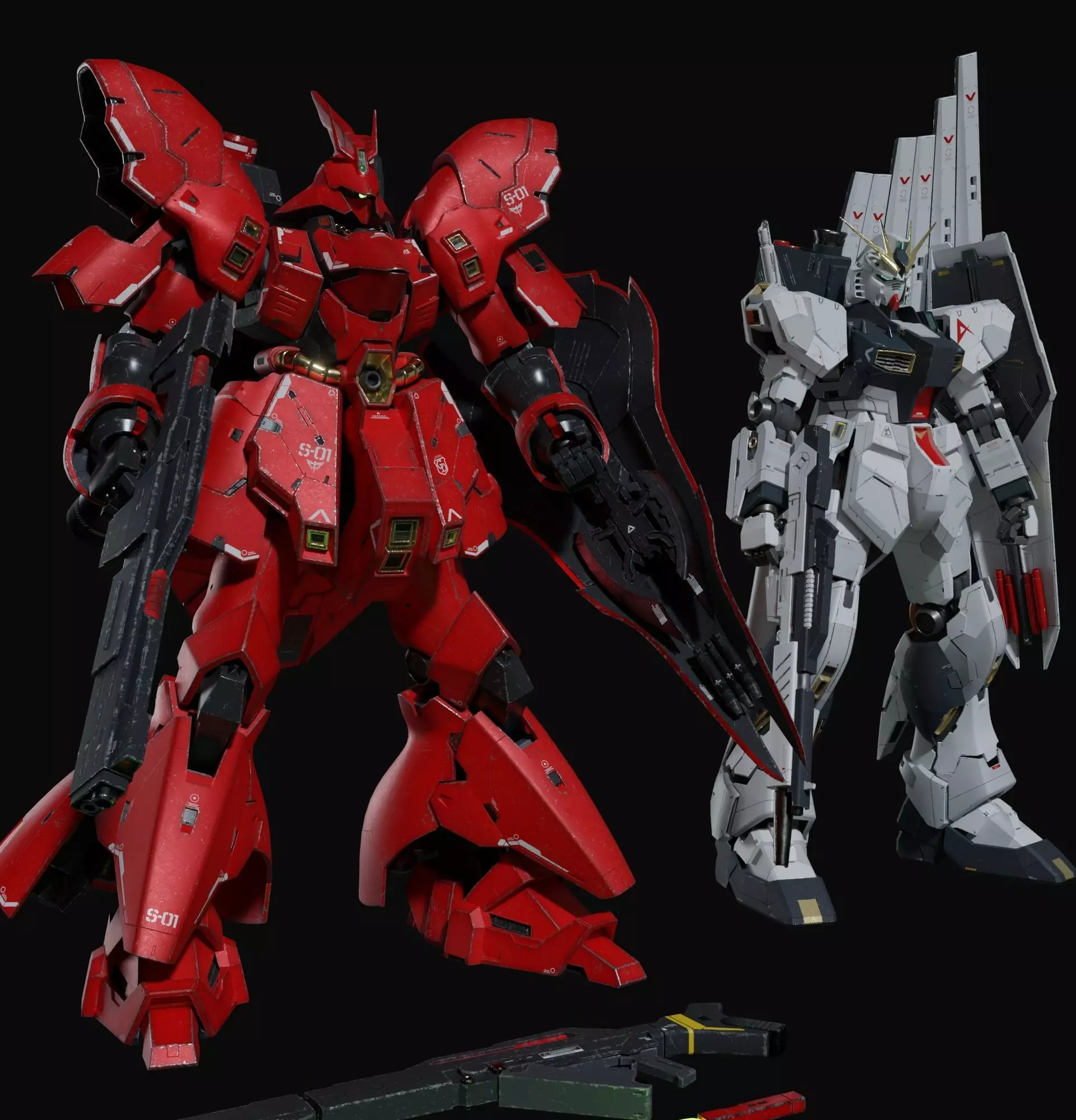 Nu gundam and Sazabi collection Blender version _0