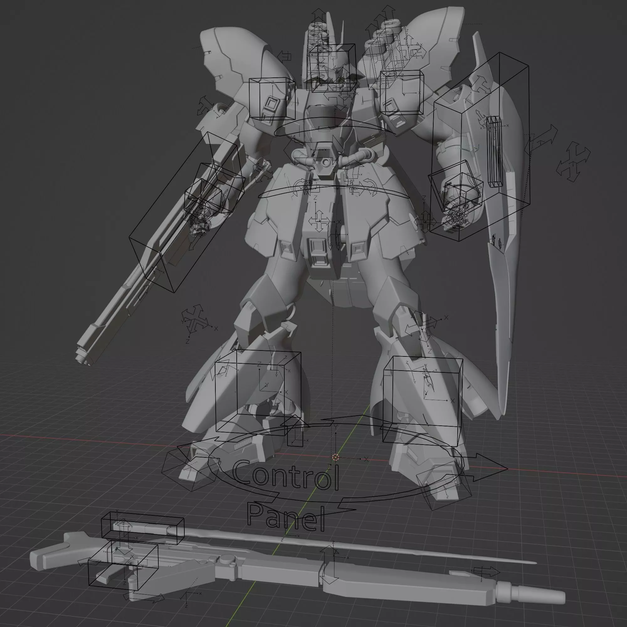 Nu gundam and Sazabi collection Blender version _17