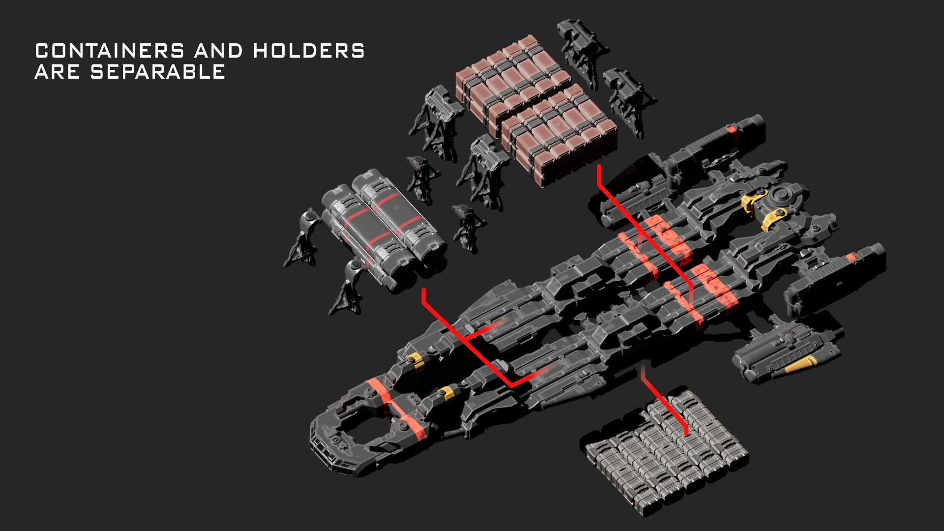 Cargo Spaceship Low-poly 3D model_4