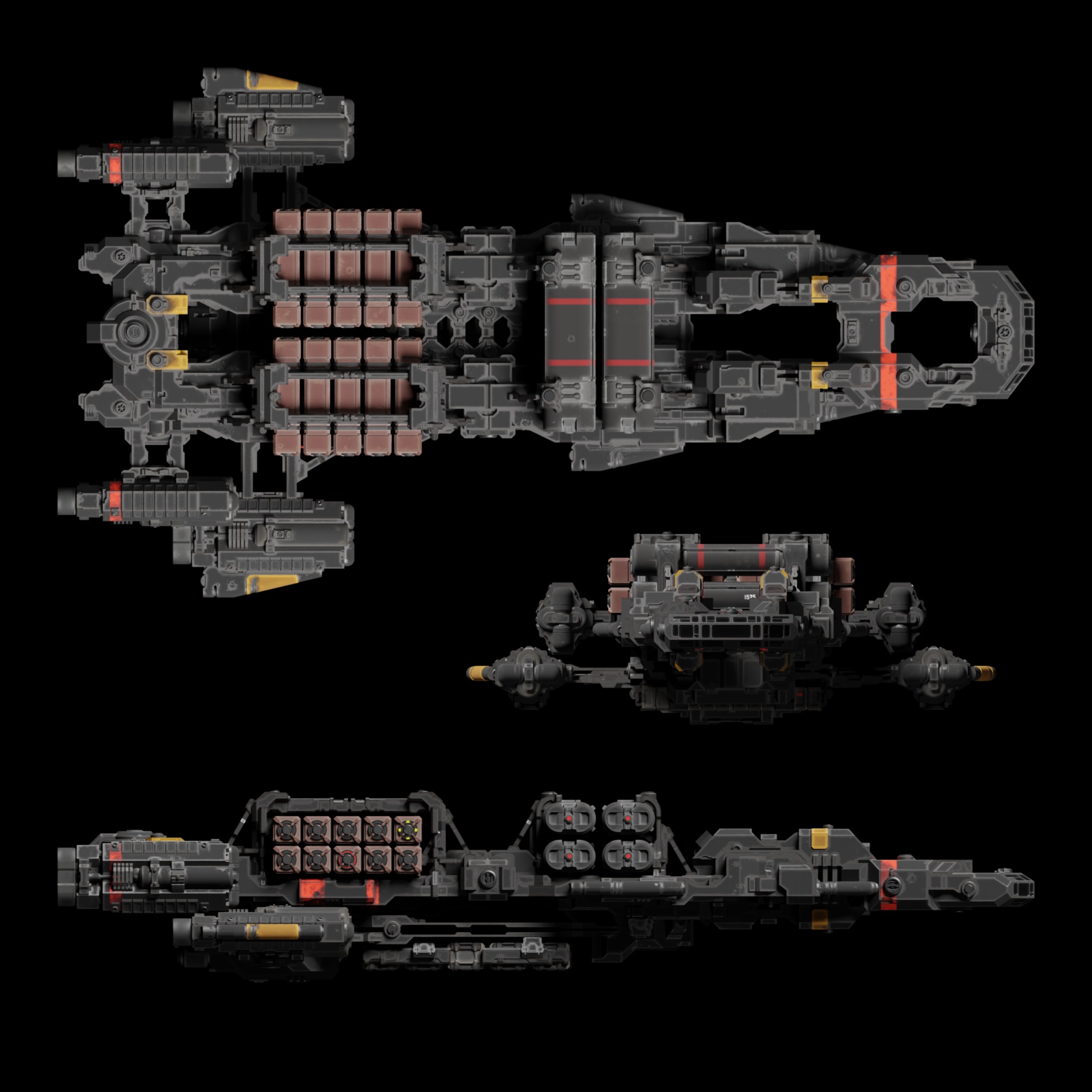 Cargo Spaceship Low-poly 3D model_5