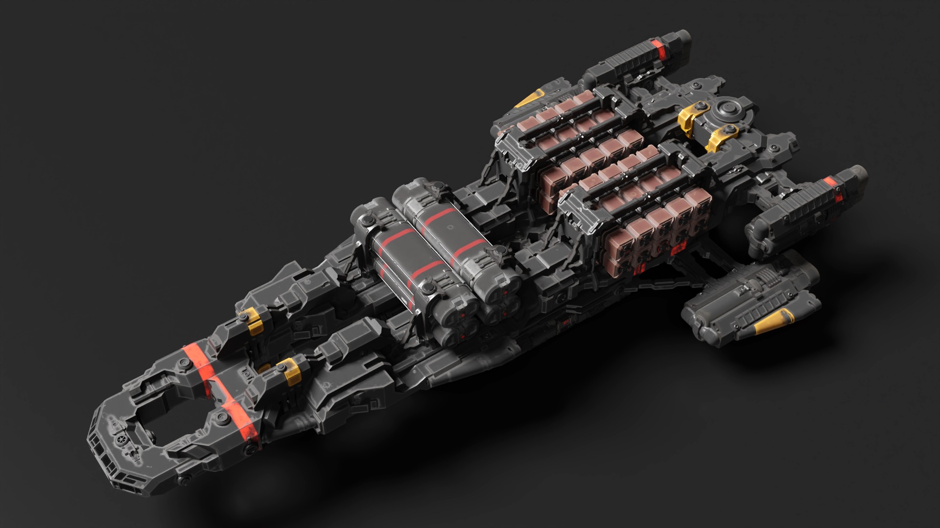 Cargo Spaceship Low-poly 3D model_2
