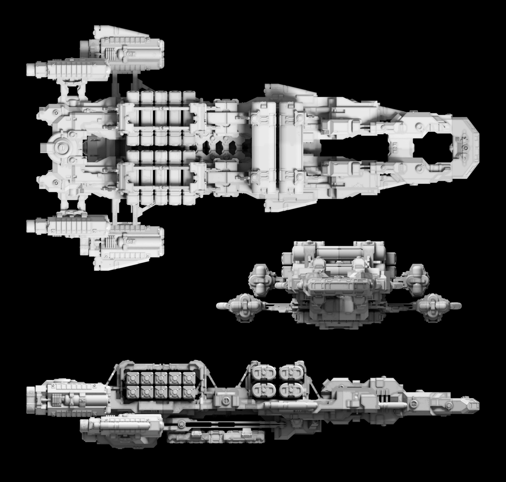 Cargo Spaceship Low-poly 3D model_6