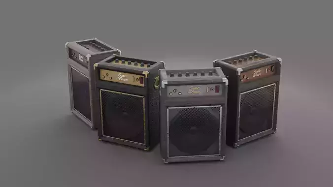 Vintage Guitar Amplifier 3D Model PBR 4 Texture Variants