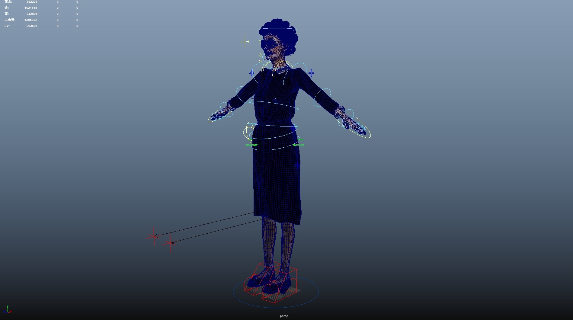 Fashionable old lady Rigged Low-poly 3D model_16