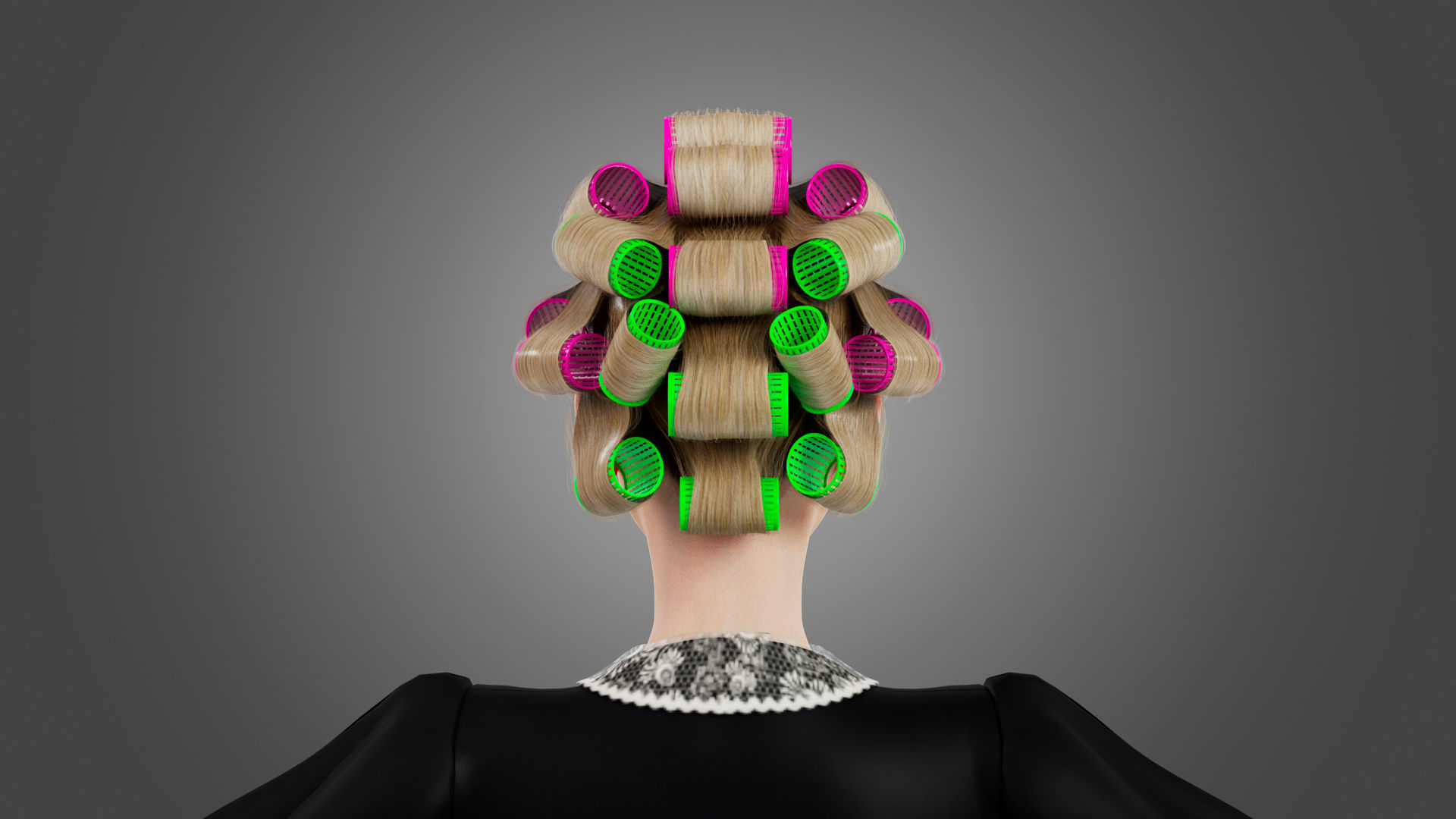 Fashionable old lady Rigged Low-poly 3D model_12