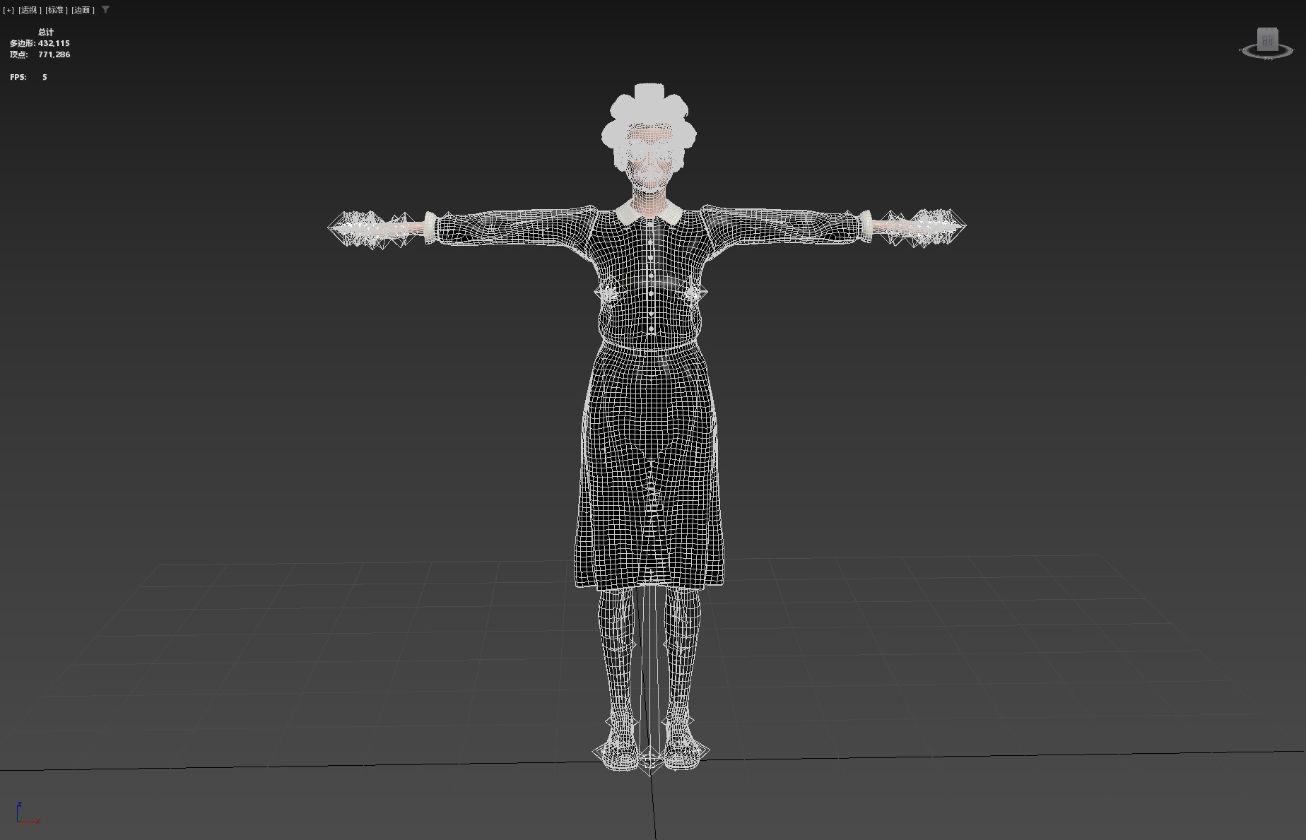 Fashionable old lady Rigged Low-poly 3D model_19