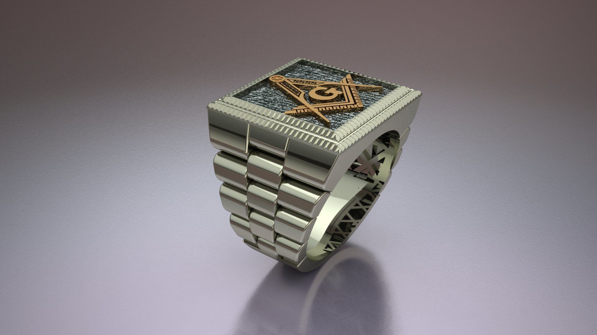 G Masonic Compass Pattern Ring 3D print model 3D print model_8
