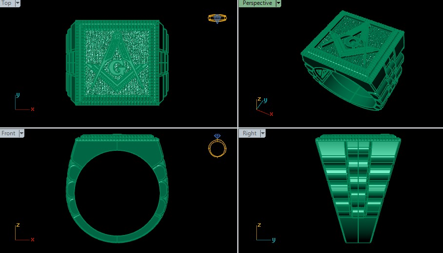 G Masonic Compass Pattern Ring 3D print model 3D print model_12