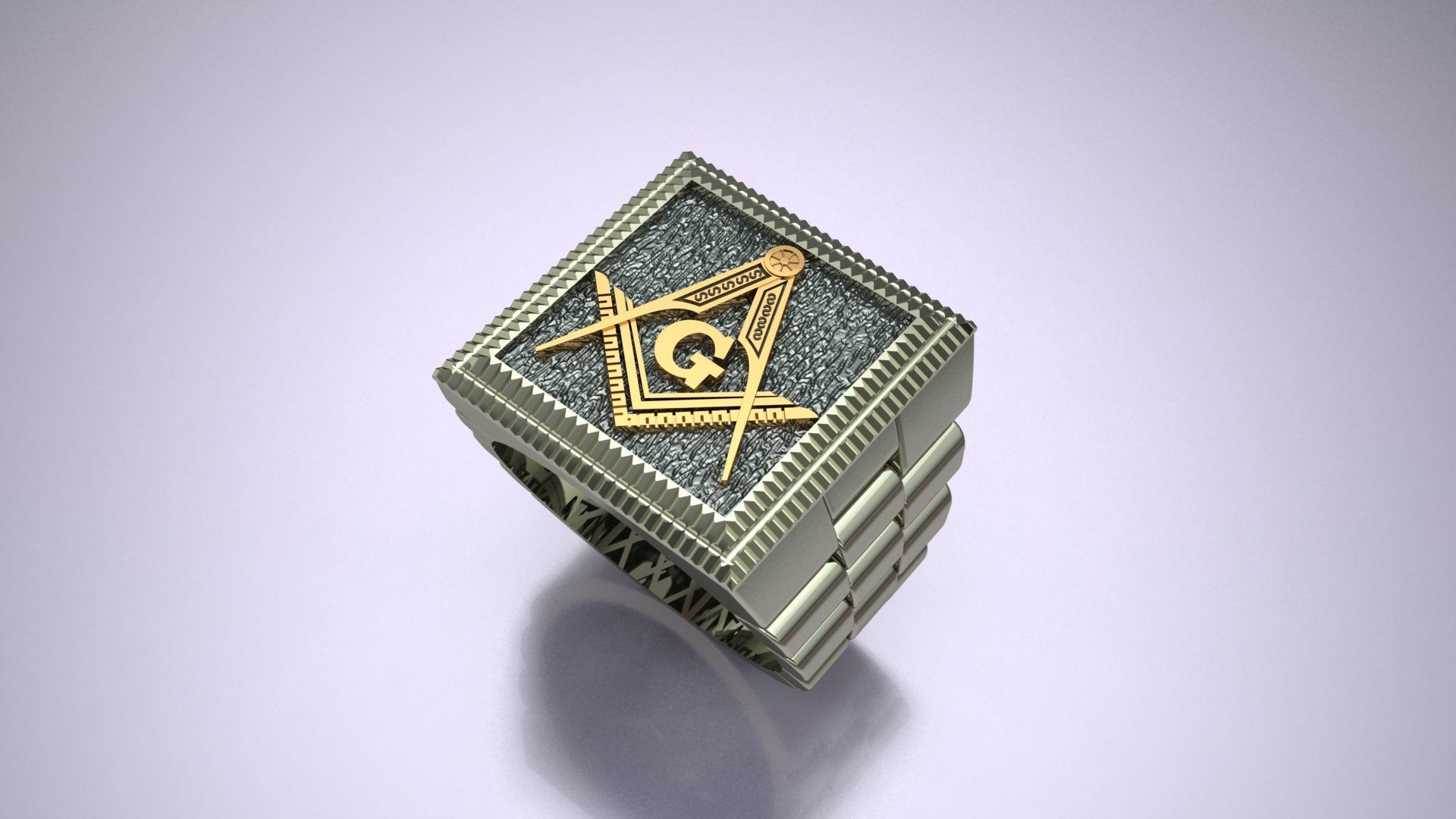 G Masonic Compass Pattern Ring 3D print model 3D print model_6