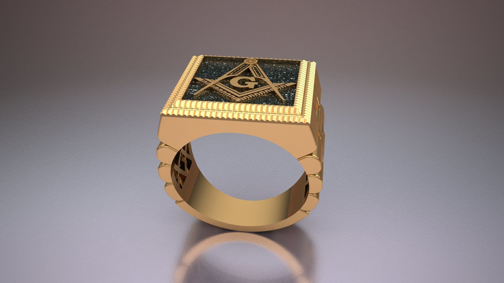 G Masonic Compass Pattern Ring 3D print model 3D print model_5