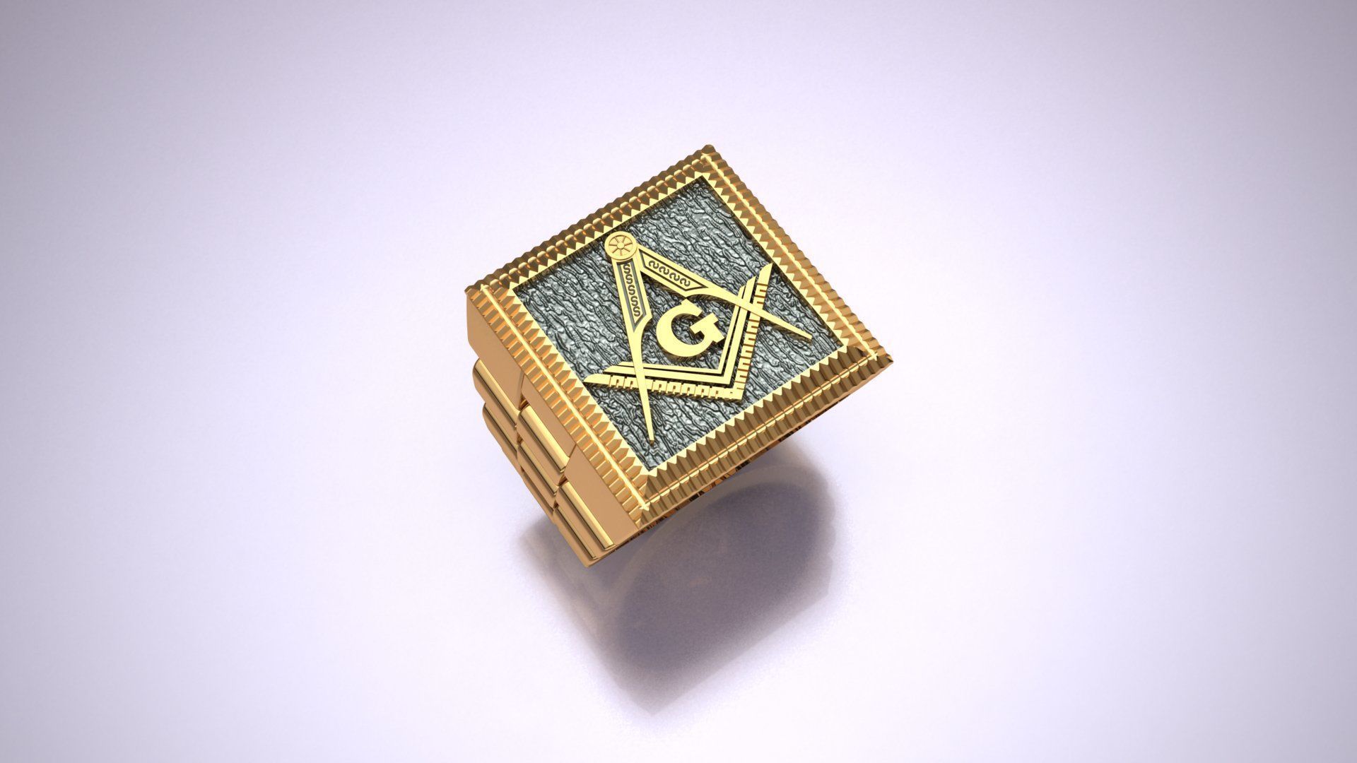 G Masonic Compass Pattern Ring 3D print model 3D print model_9