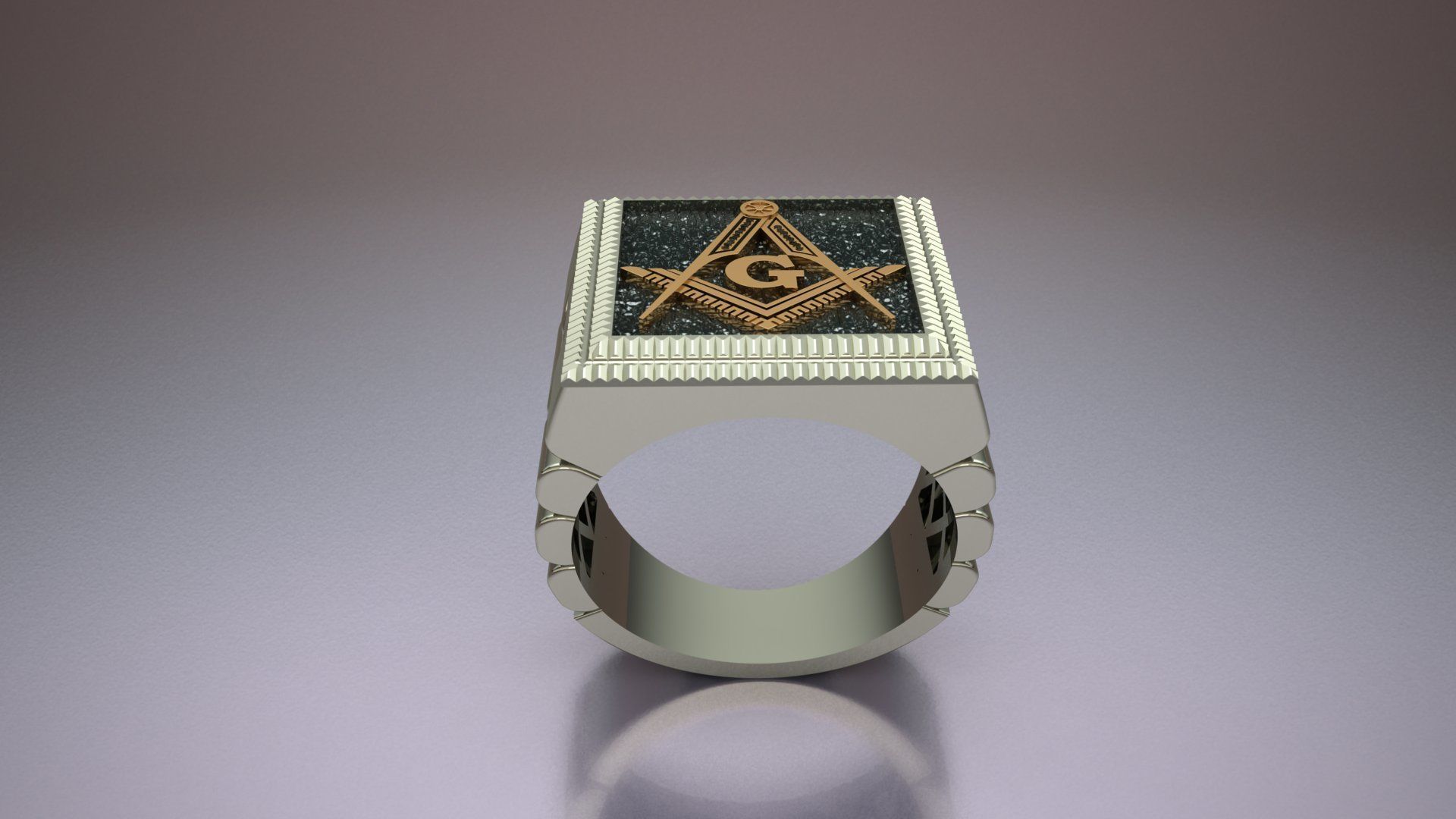 G Masonic Compass Pattern Ring 3D print model 3D print model_7