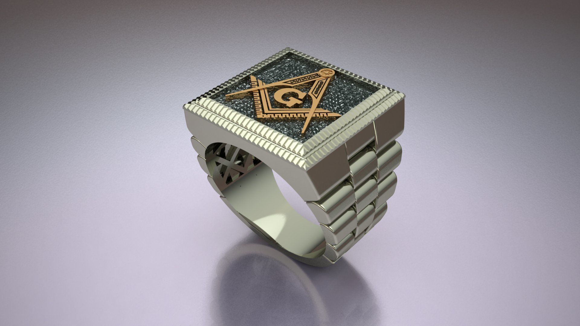 G Masonic Compass Pattern Ring 3D print model 3D print model_1