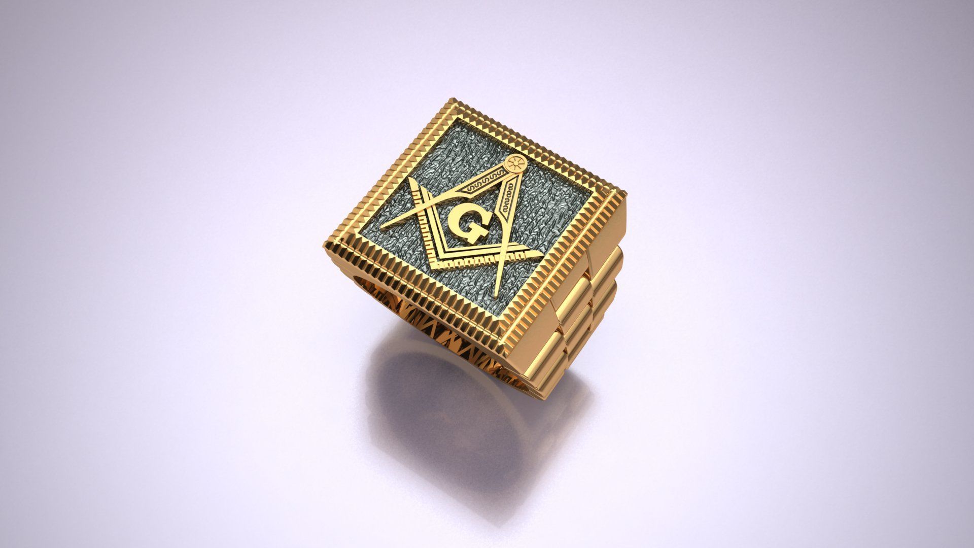 G Masonic Compass Pattern Ring 3D print model 3D print model_4