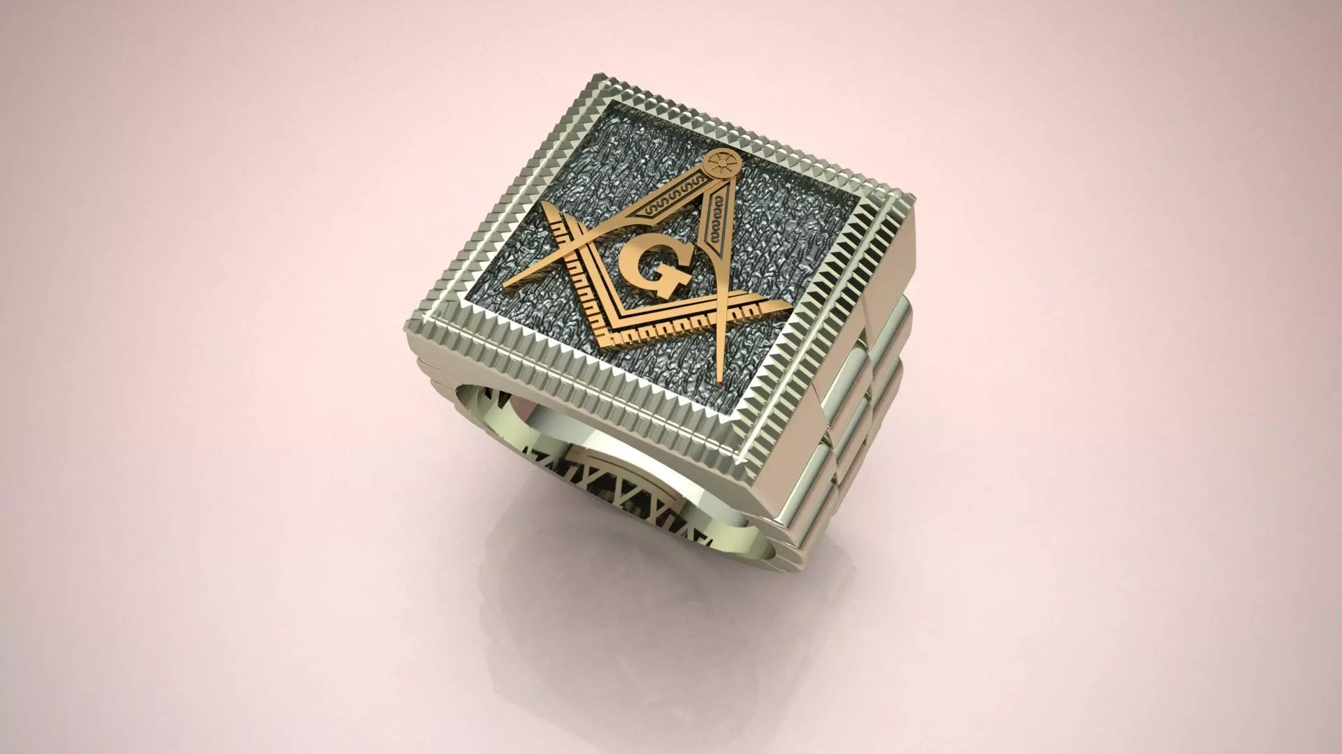 G Masonic Compass Pattern Ring 3D print model 3D print model_0
