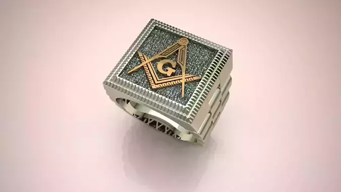 G Masonic Compass Pattern Ring 3D print model