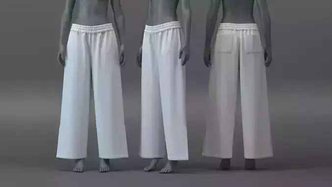 Wide Leg Jogger with Slit 3D model