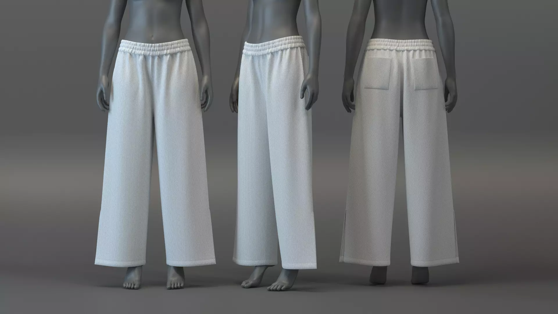 Wide Leg Jogger with Slit 3D model
