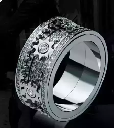 Men Gear Ring Ready to print with mechanism 