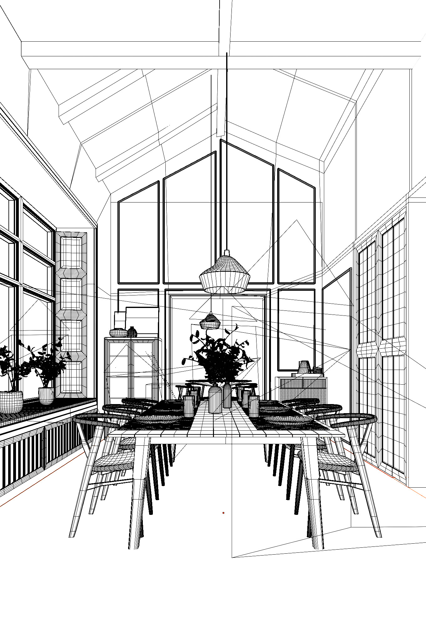 Minimalist Dining Room Design 3D model_6