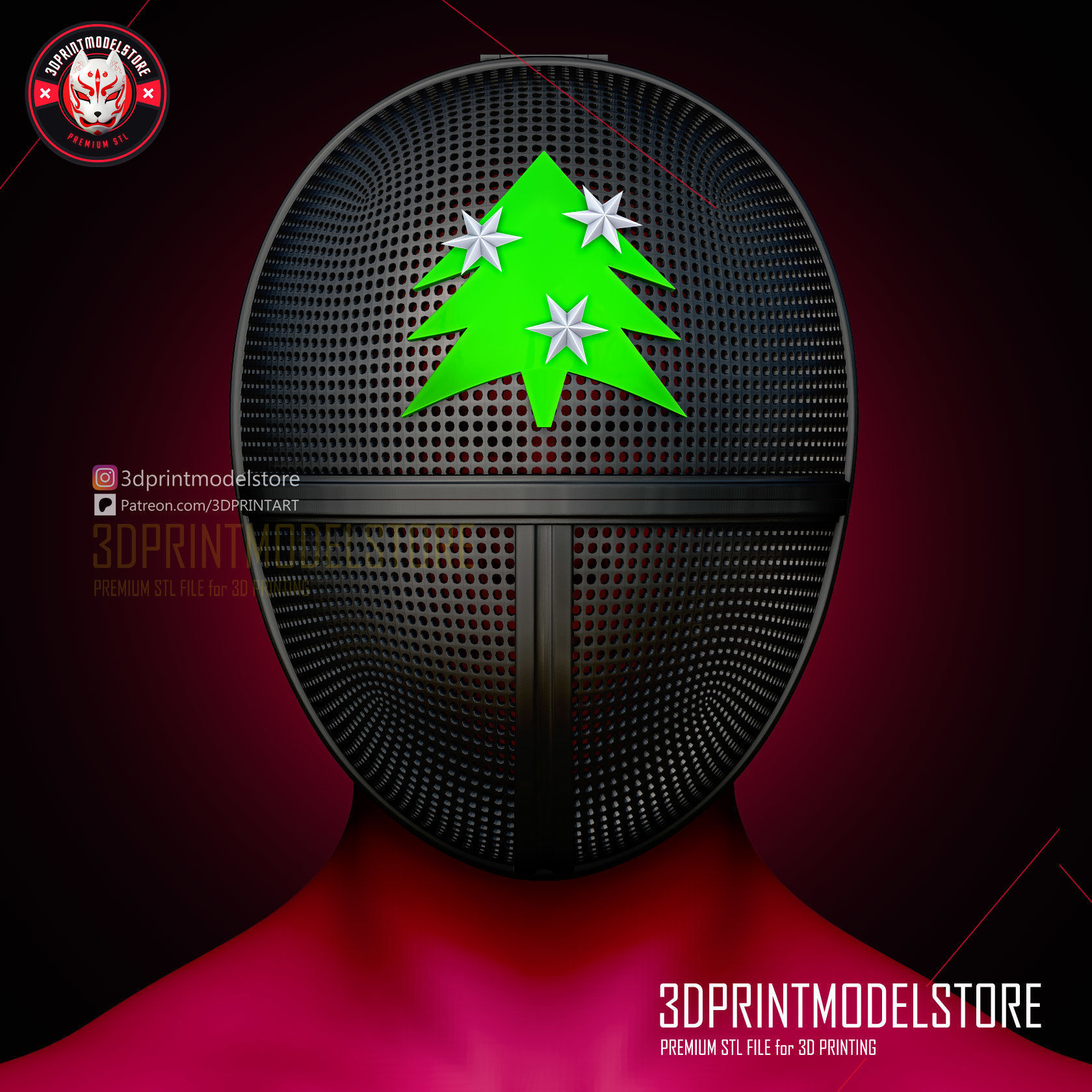Squid Game Solider Cosplay Mask Happy Christmas 3D print model_5