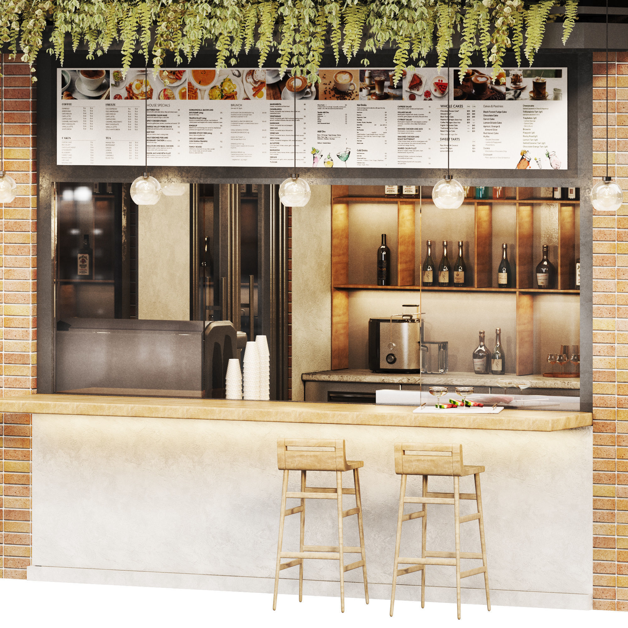 Outdoor cafe  coffee to go  streetcafe Low-poly 3D model_4