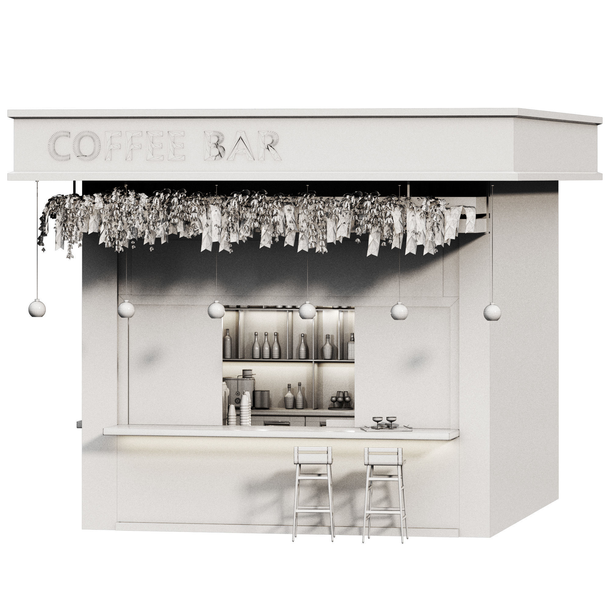 Outdoor cafe  coffee to go  streetcafe Low-poly 3D model_6