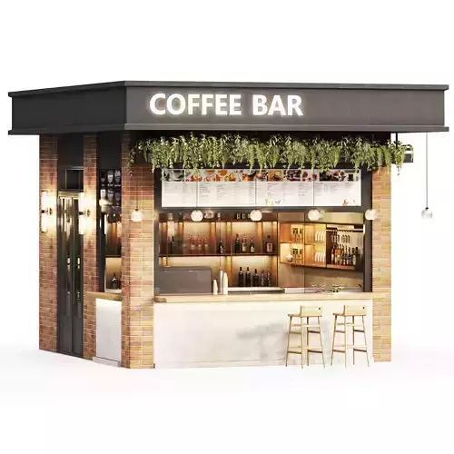 Outdoor cafe  coffee to go  streetcafe Low-poly 3D model