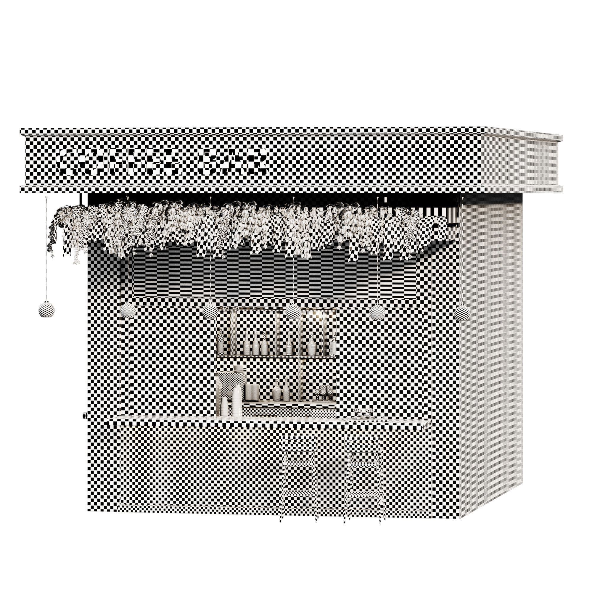 Outdoor cafe  coffee to go  streetcafe Low-poly 3D model_7