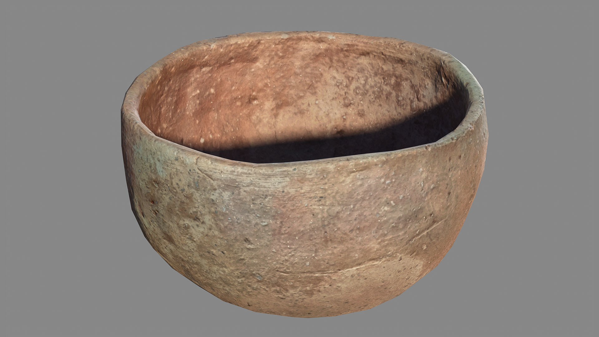 Ancient clay bowl Low-poly 3D model_1