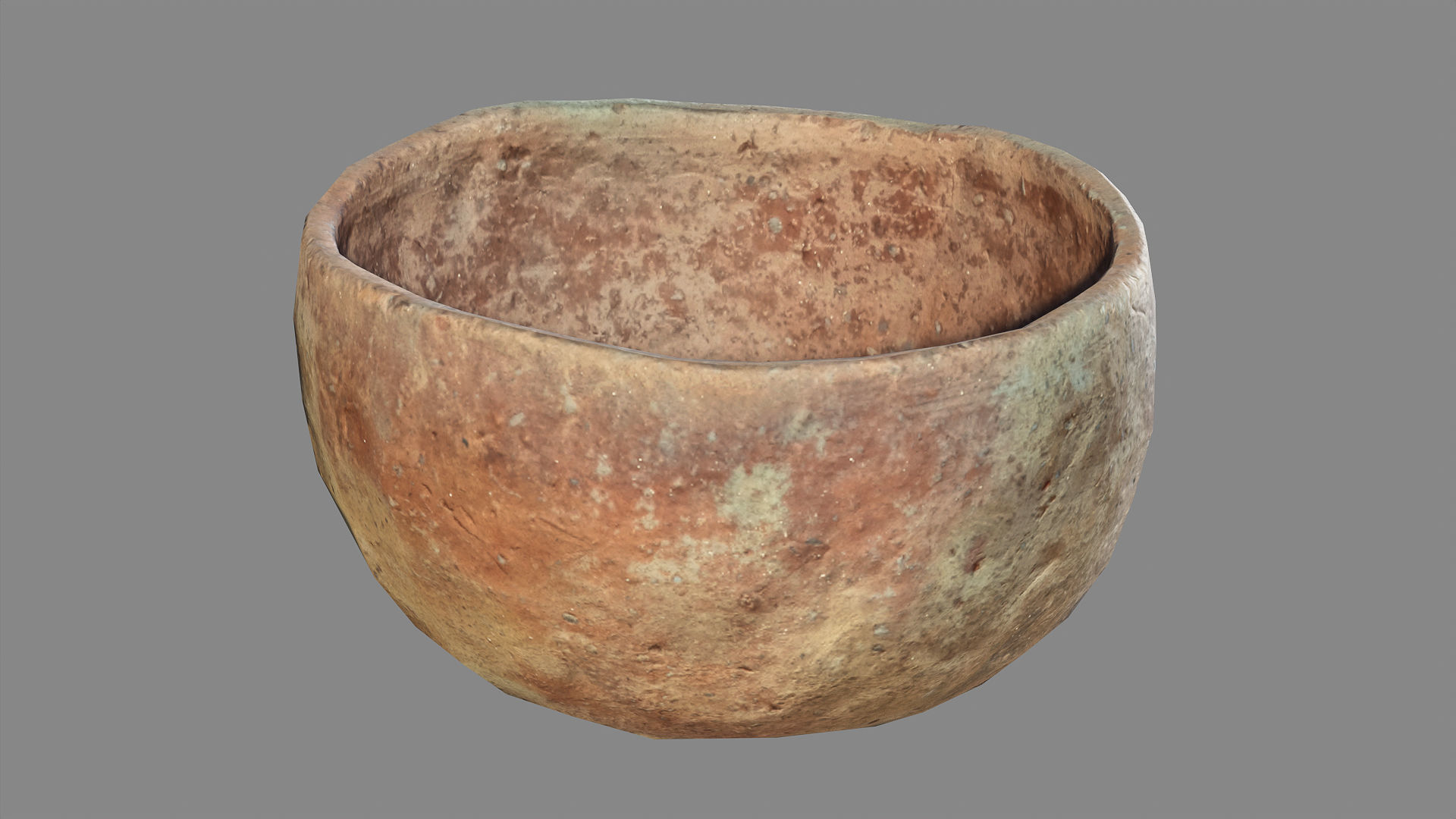 Ancient clay bowl Low-poly 3D model_4