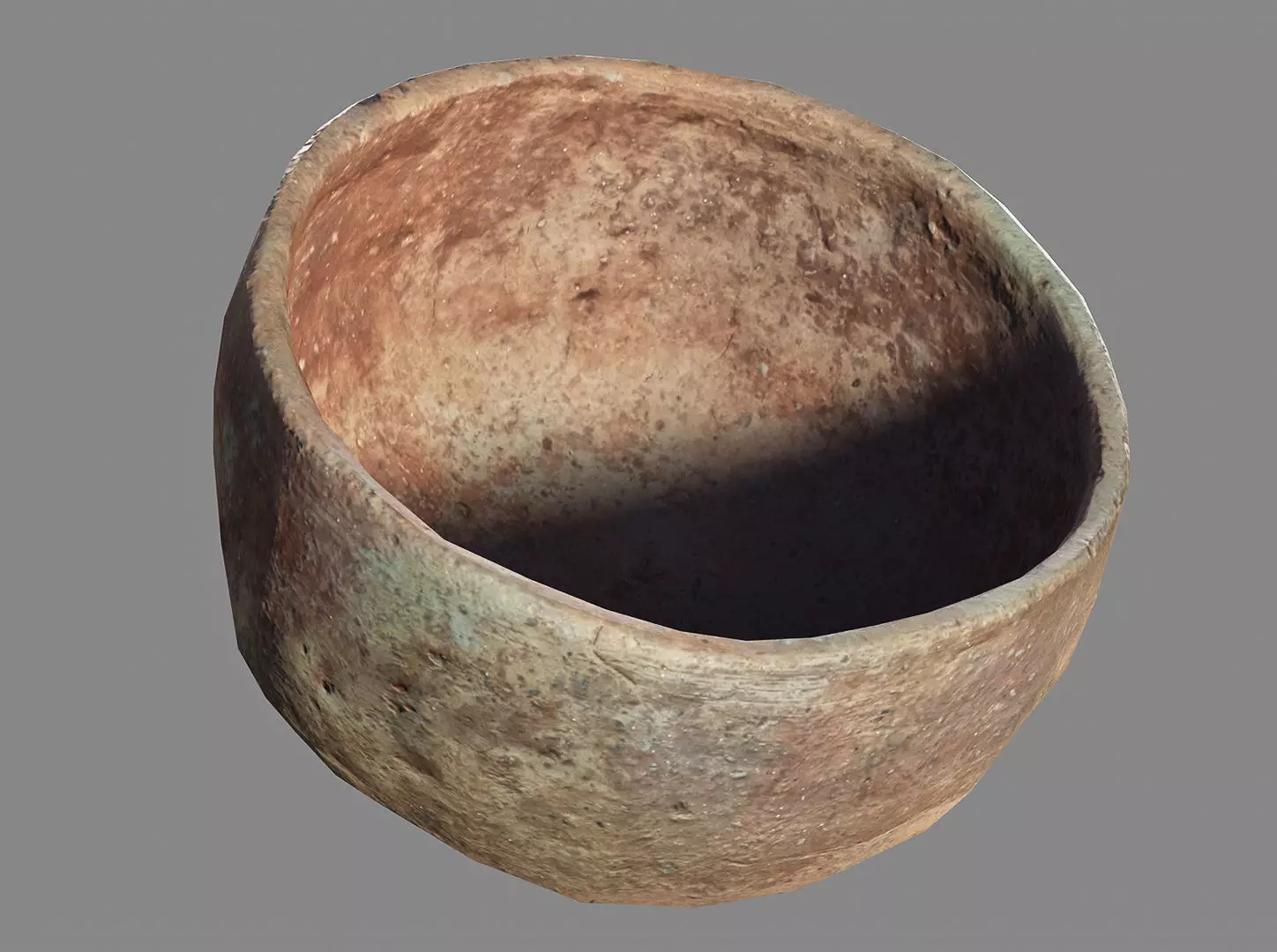 Ancient clay bowl Low-poly 3D model_0