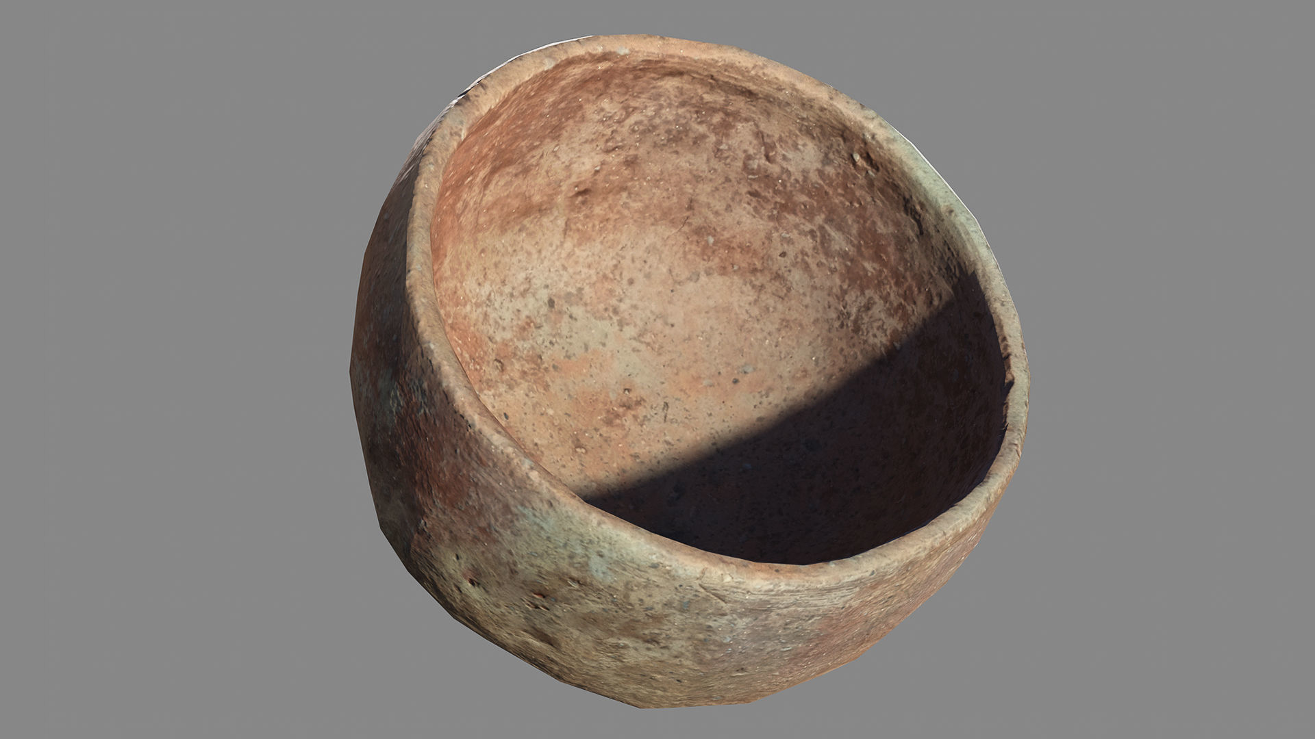 Ancient clay bowl Low-poly 3D model_2