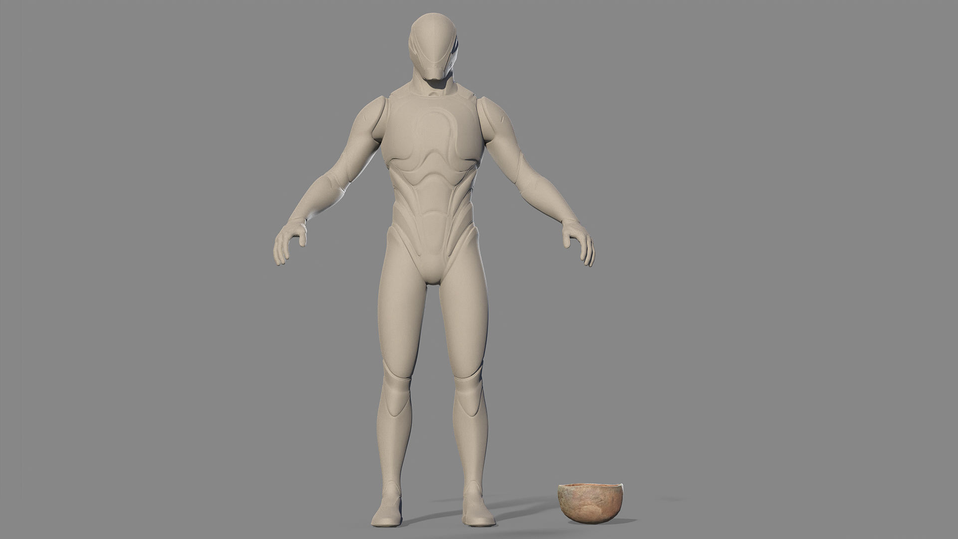 Ancient clay bowl Low-poly 3D model_6