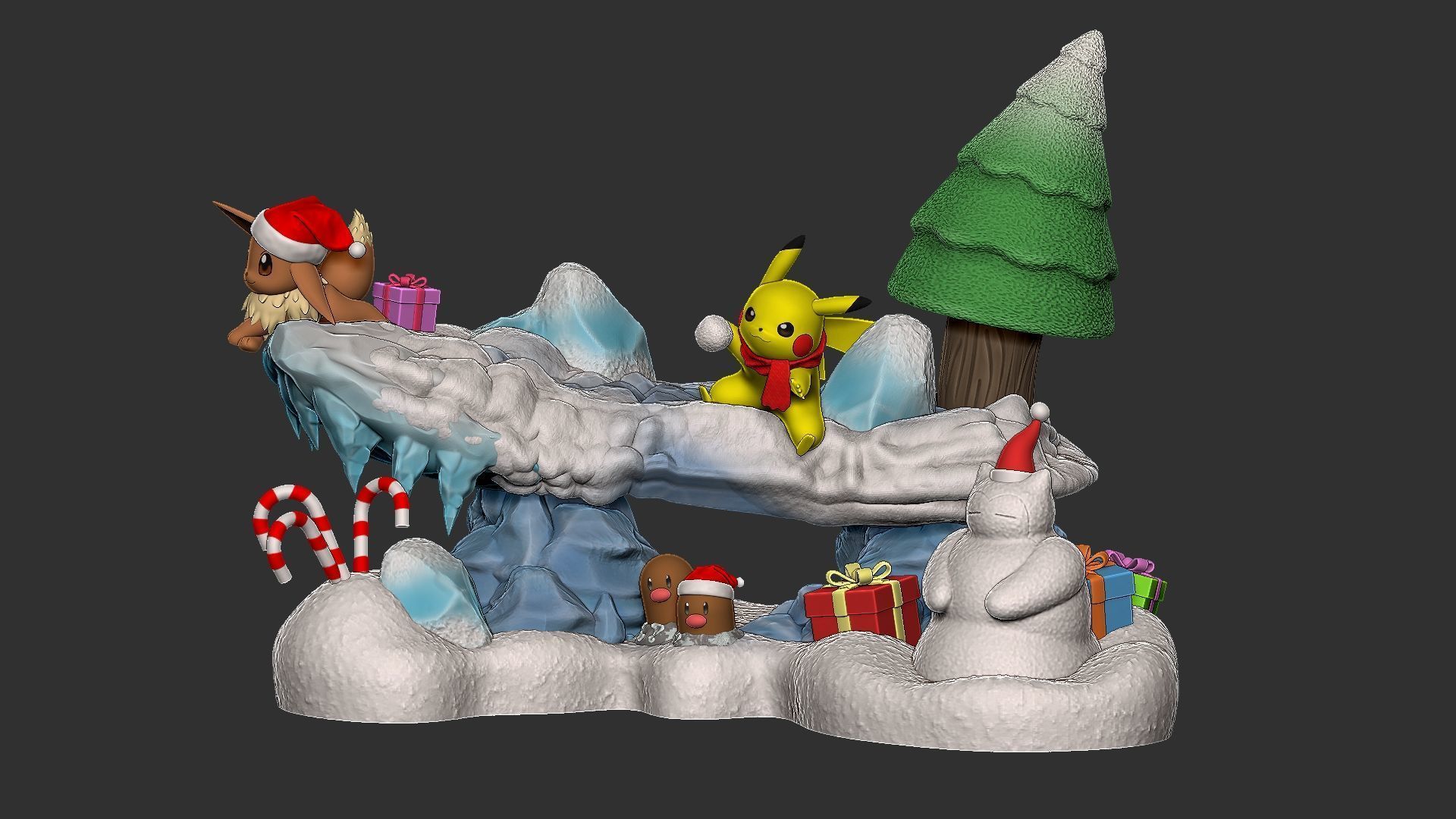 pokemon christmas diorama 2024 3D print model_1