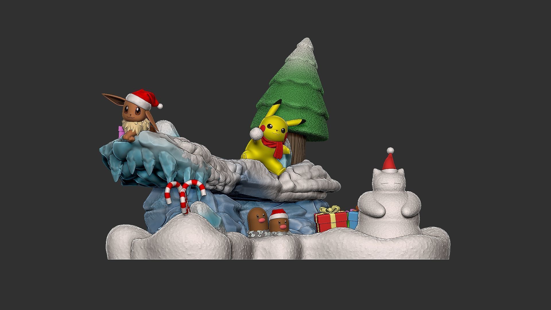 pokemon christmas diorama 2024 3D print model_3