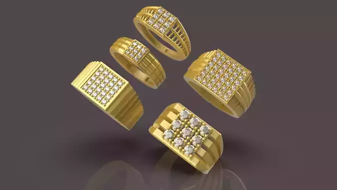 Diamond Gents Ring 6 pis - 007